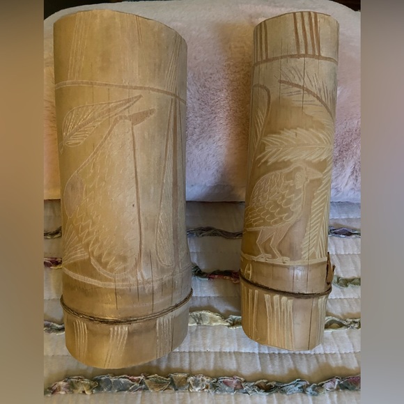 Souvenir pair of wood vases Vintage-from Jamaica - Picture 3 of 11